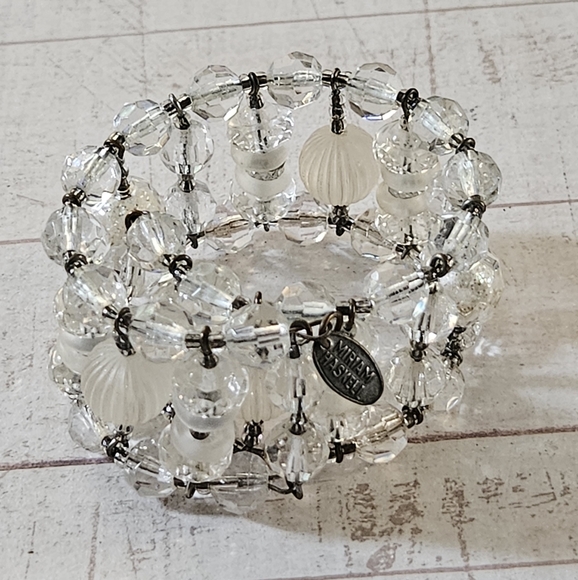 Signed Miriam Haskell White Bead Wrap Bracelet - Picture 1 of 6